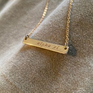 Gold Alpha Xi Delta engraved necklace